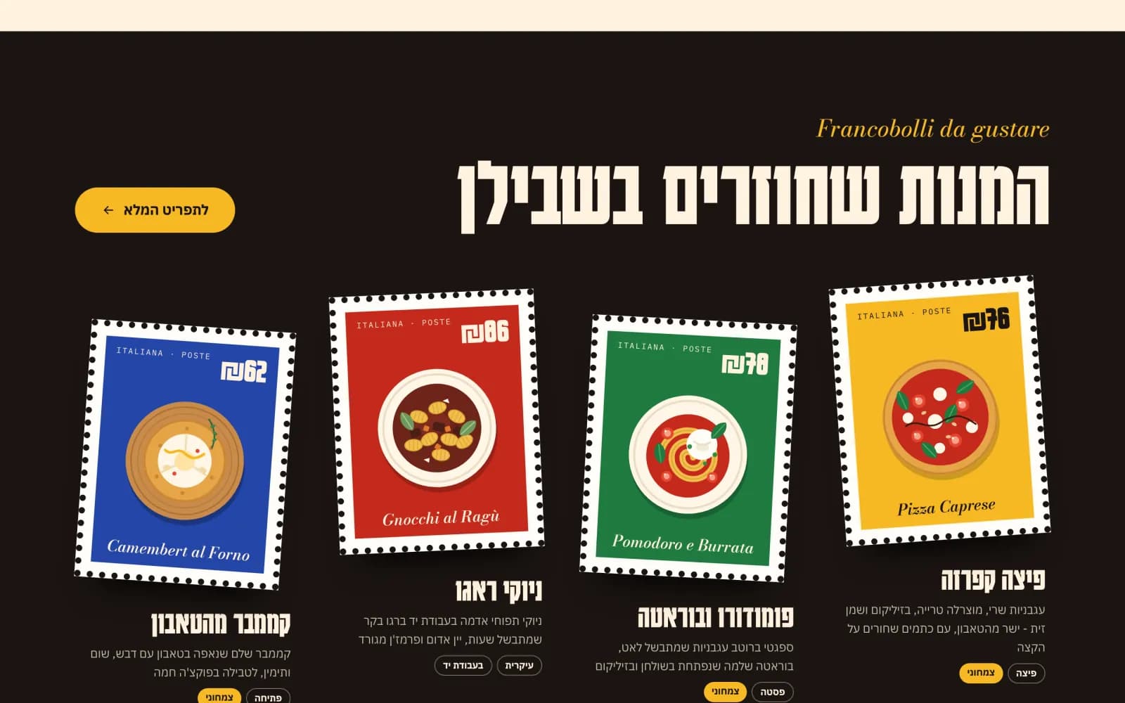 ארבע מנות דגל מאוירות כבולי דואר עם מחיר ותגיות